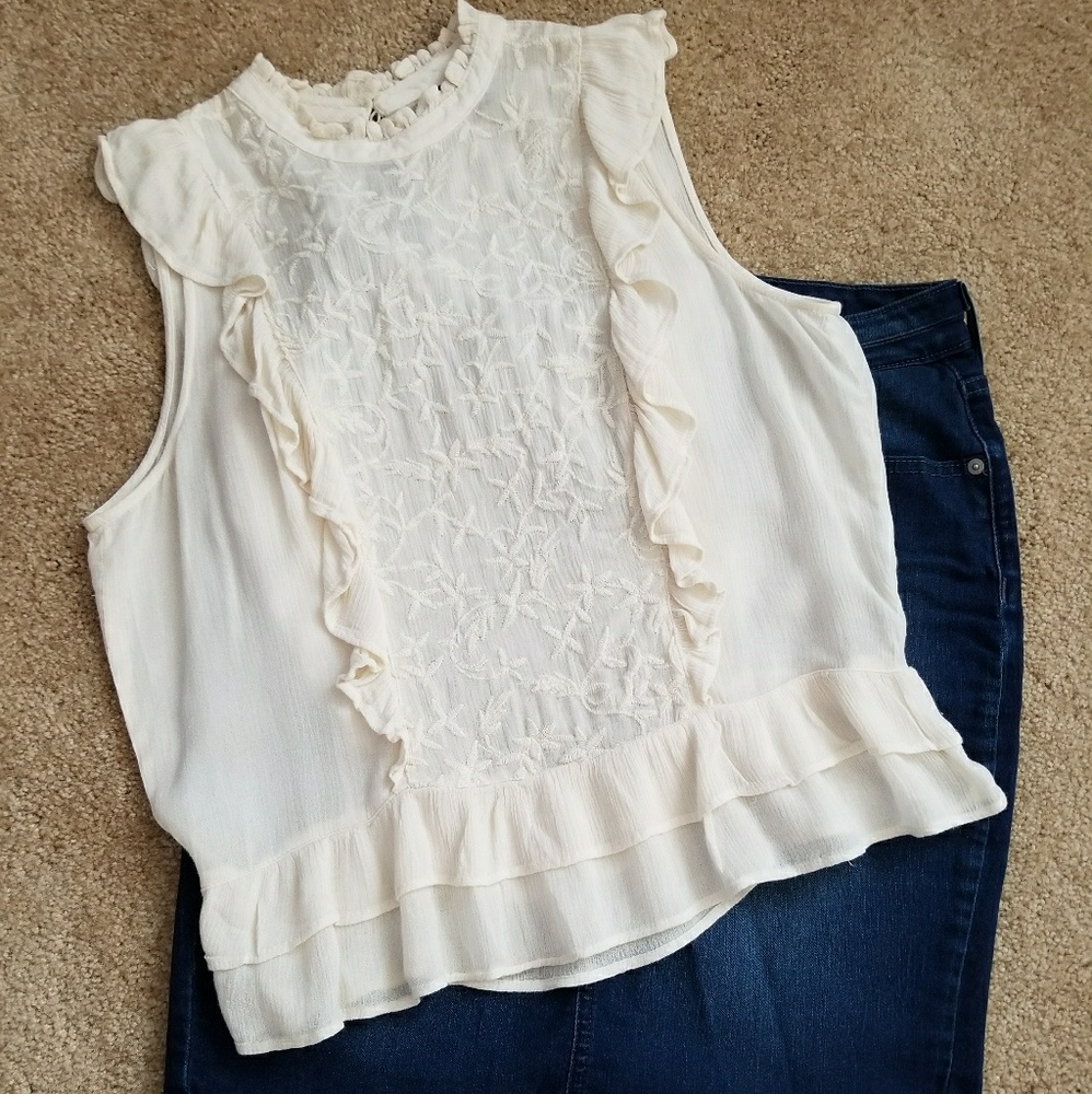 High Neck Ruffle Top